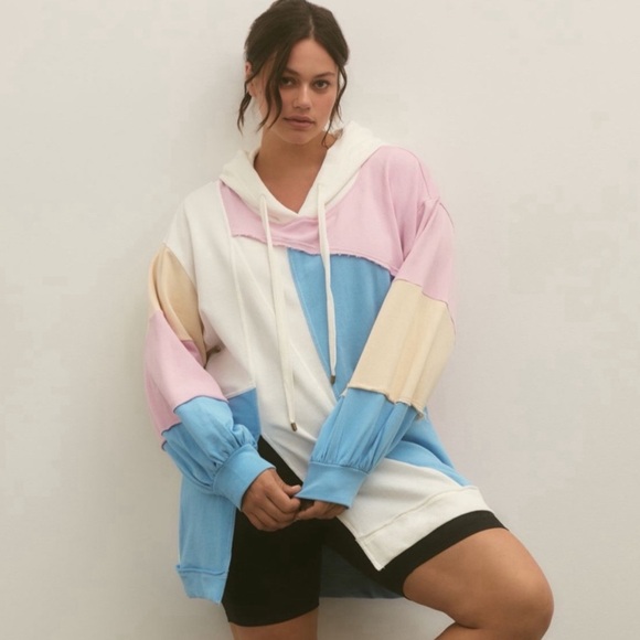 Pilcro Tops - Anthropologie Pilcro Oversized Pastel Colorblock Patchwork Hoodie Sweatshirt S